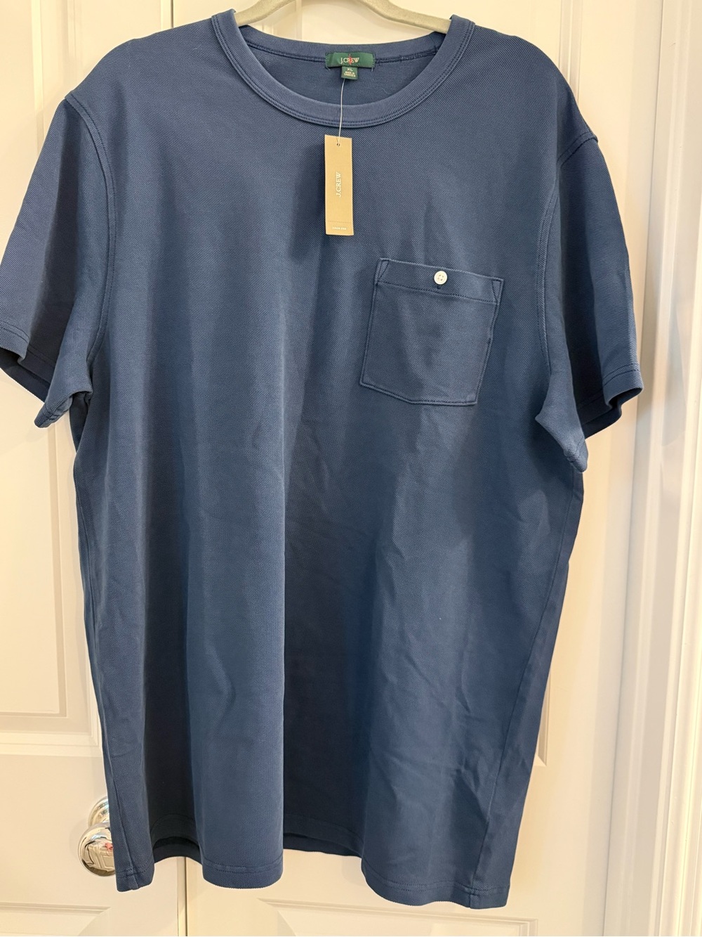 J.Crew men's blue washed piqué pocket t-shirt Size XL 100% cotton